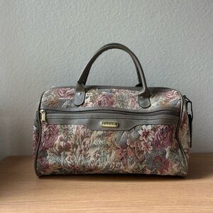 Vintage Jaguar Floral Tapestry Weekender Travel Luggage Bag Soft Shell Carry-on